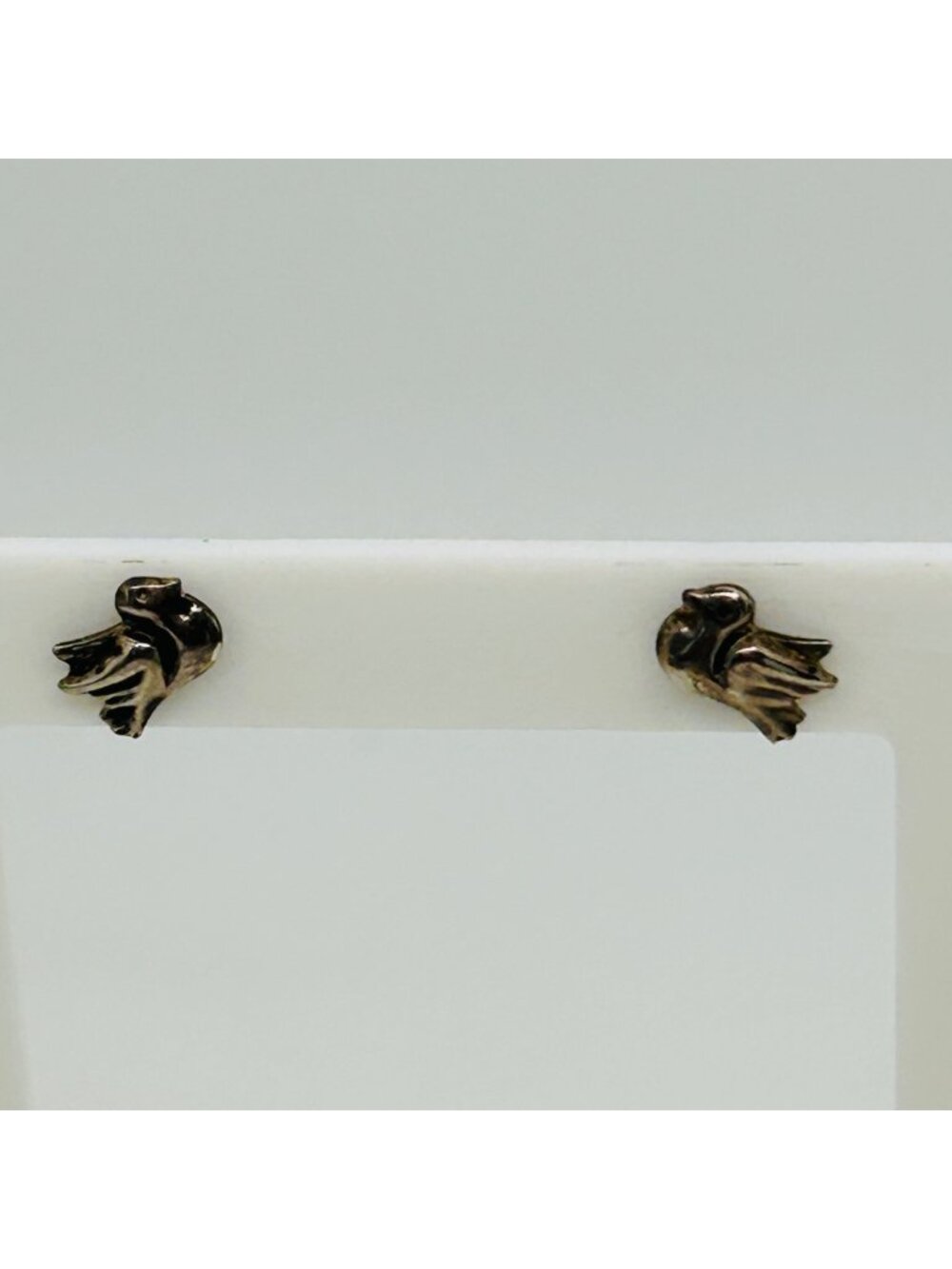 Bird Stud Earrings Sterling Silver Small Child Textured Dainty Swallow Sparrow
